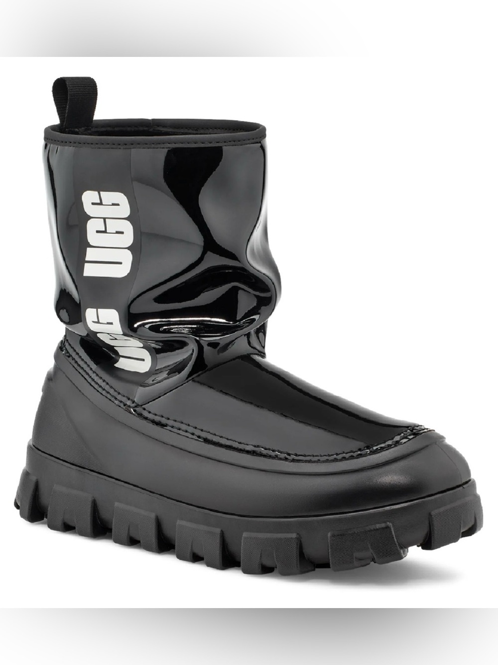UGG Women's Black Glossy Lug-Sole Rain Boot 🔹worn once🔹